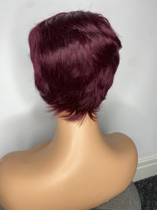 IMG_3624 Human Hair Wig.Rihanna style Pixie cut(black, wine, highlights)