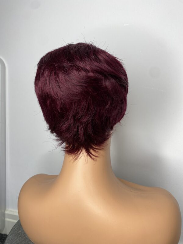 IMG_3627 Human Hair Wig.Rihanna style Pixie cut(black, wine, highlights)