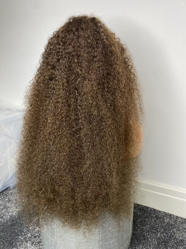 IMG_4497 Virgin human Hair Kinky Curls Wig (Brown)