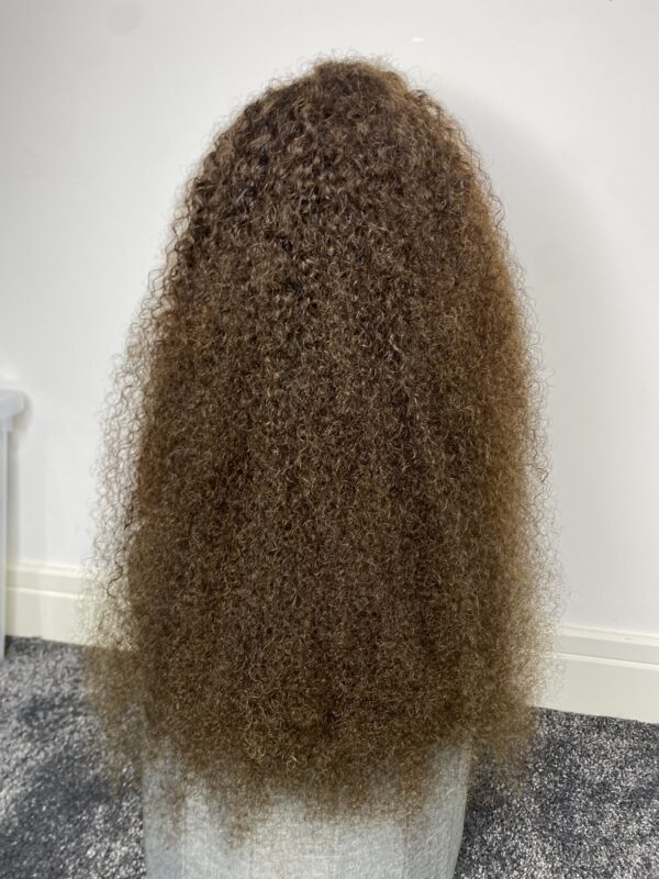 IMG_4501 Virgin human Hair Kinky Curls Wig (Brown)