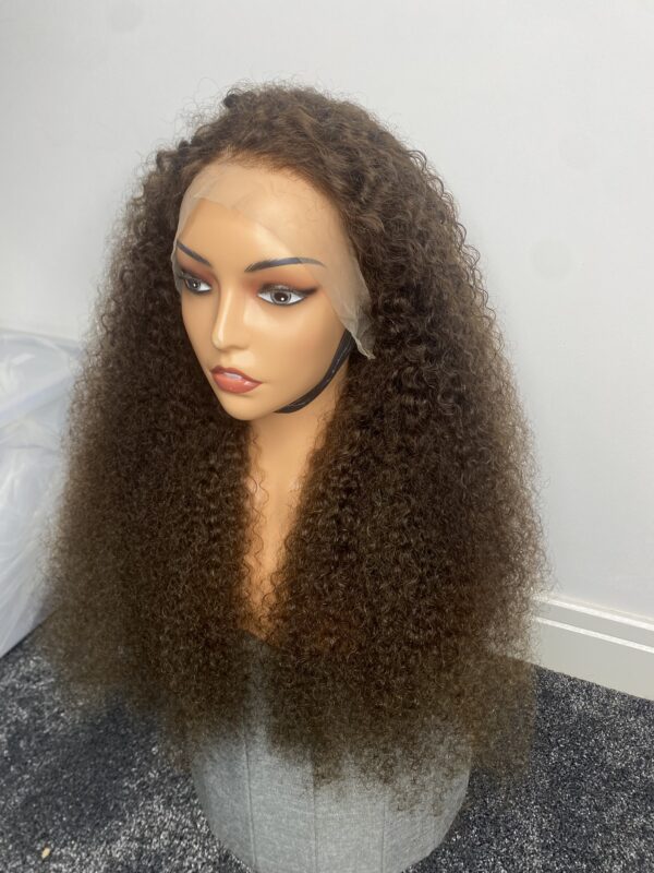 IMG_4530 Virgin human Hair Kinky Curls Wig (Brown)