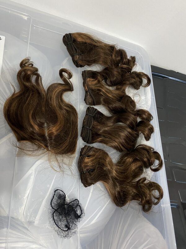 IMG_4925 Virgin human hair 14inches Bouncy Highlights Bundles, & 4x4 Lace Closure
