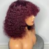 IMG_5063 Virgin Human Hair Celebrity Fringe Jerry Curly Wig, Burgundy