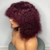 IMG_5067 Virgin Human Hair Celebrity Fringe Jerry Curly Wig, Burgundy