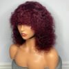 IMG_5069 Virgin Human Hair Celebrity Fringe Jerry Curly Wig, Burgundy