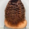 IMG_5070 Virgin Human Hair Celebrity Fringe Jerry Curly Wig, Brown&Orange Highlights