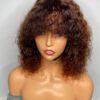 IMG_5073 Virgin Human Hair Celebrity Fringe Jerry Curly Wig, Brown&Orange Highlights