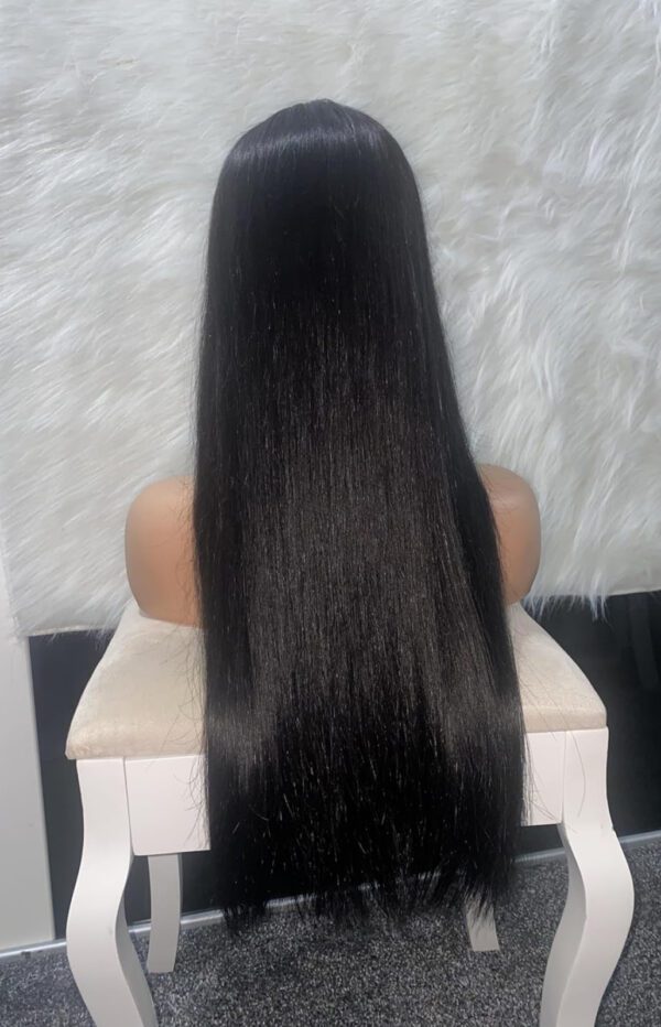IMG_7788 SDD Bone Straight Raw Human Hair Wig (Black - 24inches)