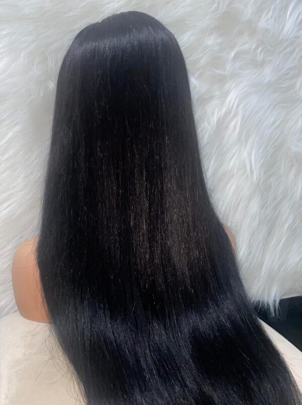 IMG_7790 SDD Bone Straight Raw Human Hair Wig (Black - 24inches)