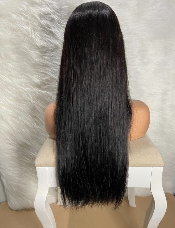 IMG_7845 SDD Bone Straight Raw Human Hair Wig (Black - 24inches)