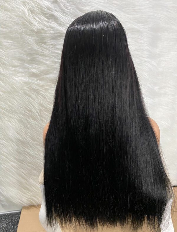 IMG_7851 SDD Bone Straight Raw Human Hair Wig (Black - 24inches)