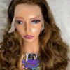 IMG_8495 SDD Virgin Human Hair bouncy Frontal Wig (Brown,black & Blonde highlights)