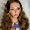IMG_8499 SDD Virgin Human Hair bouncy Frontal Wig (Brown,black & Blonde highlights)