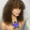 IMG_8587 Virgin Human Hair Celebrity Fringe Jerry Curly Wig, Brown&Blonde Highlights