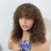 IMG_8624 Virgin Human Hair Celebrity Fringe Jerry Curly Wig, Brown&Blonde Highlights