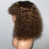 IMG_8626 Virgin Human Hair Celebrity Fringe Jerry Curly Wig, Brown&Blonde Highlights