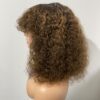 IMG_8628 Virgin Human Hair Celebrity Fringe Jerry Curly Wig, Brown&Blonde Highlights