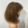 IMG_8634 Virgin Human Hair Celebrity Fringe Jerry Curly Wig, Brown&Blonde Highlights
