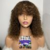 IMG_8637 Virgin Human Hair Celebrity Fringe Jerry Curly Wig, Brown&Blonde Highlights
