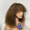 IMG_8640 Virgin Human Hair Celebrity Fringe Jerry Curly Wig, Brown&Blonde Highlights