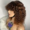 IMG_8666 Virgin Human Hair Celebrity Fringe Jerry Curly Wig, Brown&Orange Highlights