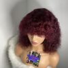 IMG_8731 Virgin Human Hair Celebrity Fringe Jerry Curly Wig, Burgundy