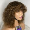 IMG_8747 Virgin Human Hair Celebrity Fringe Jerry Curly Wig, Brown&Blonde Highlights