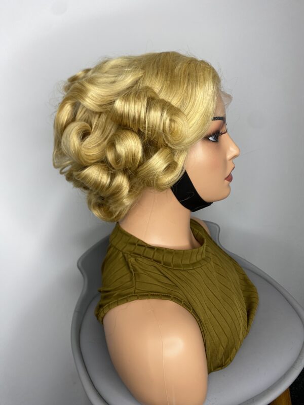 IMG_8769 Virgin Human Hair bouncy wig 10inches (Light blonde)