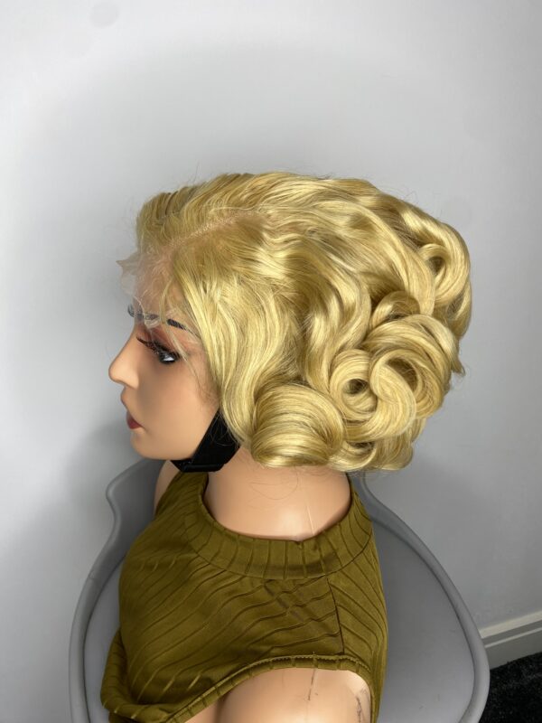 IMG_8779 Virgin Human Hair bouncy wig 10inches (Light blonde)