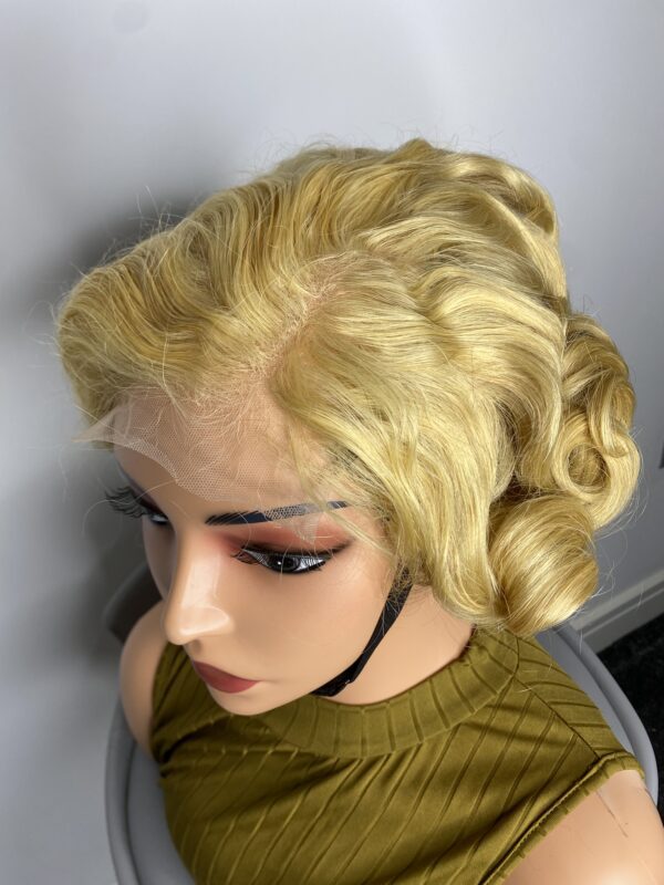 IMG_8781 Virgin Human Hair bouncy wig 10inches (Light blonde)