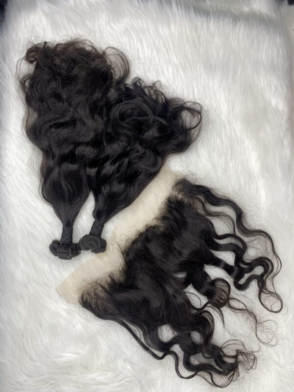 Raw donor Vietnamese SDD natural Loose wavy human hair bundles & 13x4 frontal