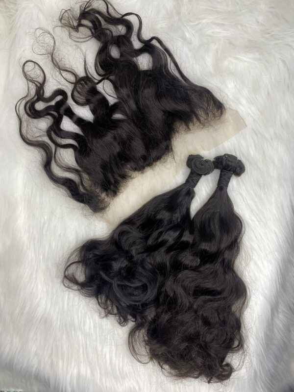 Raw donor Vietnamese SDD natural Loose wavy human hair bundles & 13x4 frontal