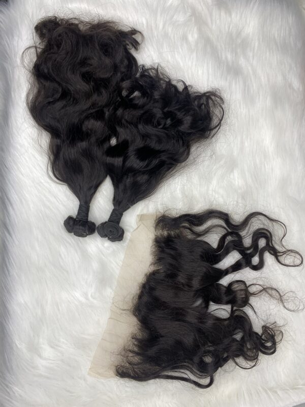 Raw donor Vietnamese SDD natural Loose wavy human hair bundles & 13x4 frontal