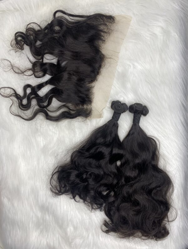 Raw donor Vietnamese SDD natural Loose wavy human hair bundles & 13x4 frontal