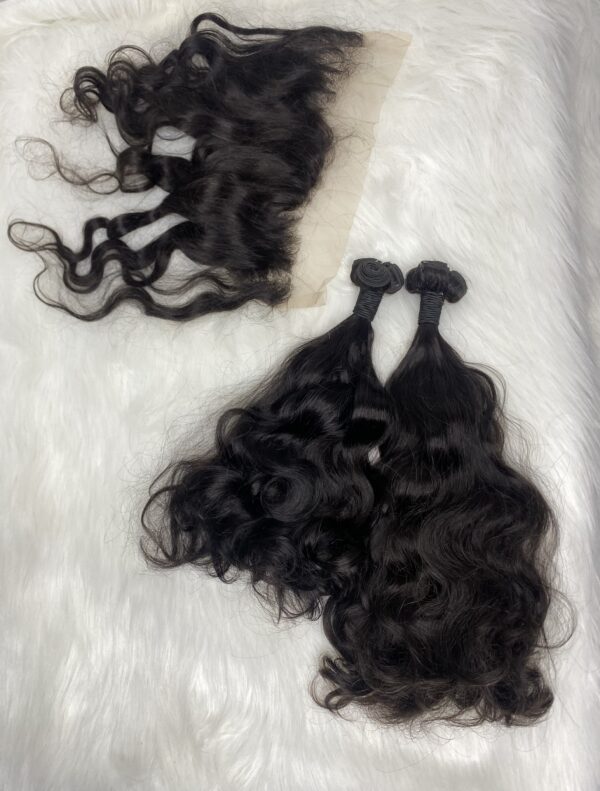 Raw donor Vietnamese SDD natural Loose wavy human hair bundles & 13x4 frontal