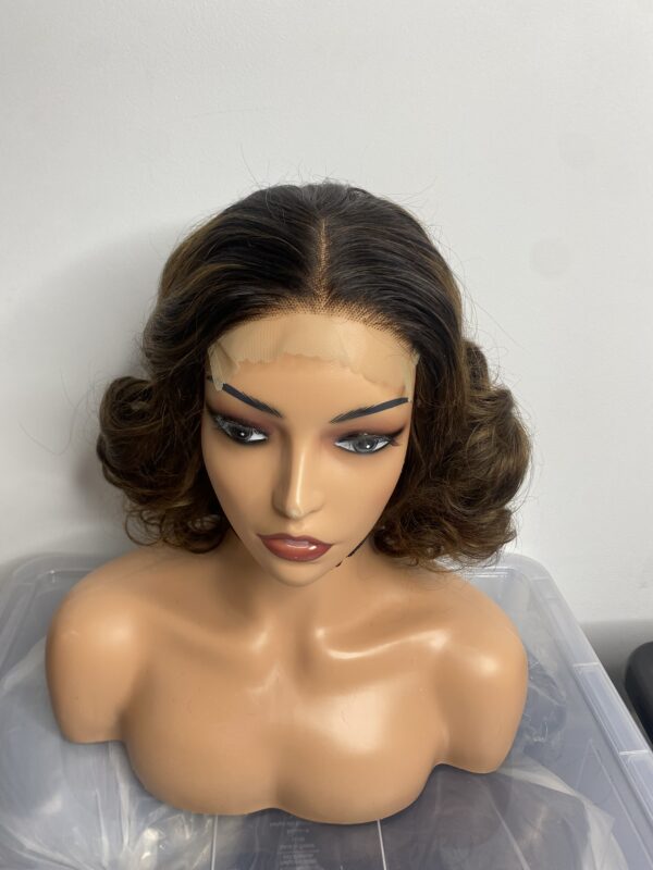 IMG_8820 SDD Virgin Human Hair Bouncy Wig (Brown&black Ombre)