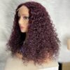 IMG_9007 Human Hair Water Curls 20 inches Wig (Black, Wine & Highlights colors)