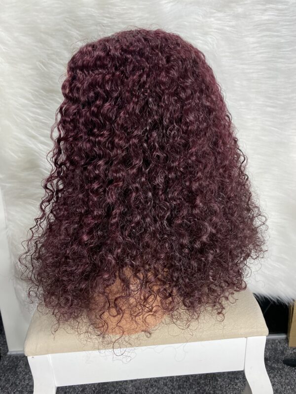 IMG_9014 Human Hair Water Curls 20 inches Wig (Black, Wine & Highlights colors)