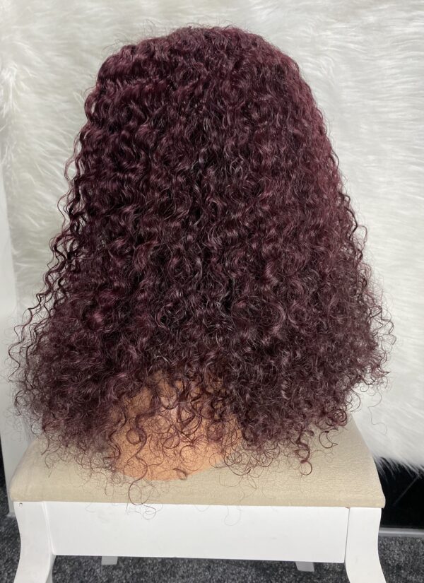 IMG_9015 Human Hair Water Curls 20 inches Wig (Black, Wine & Highlights colors)