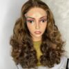 SDD Virgin Human Hair bouncy Wig (Brown & Blonde highlights