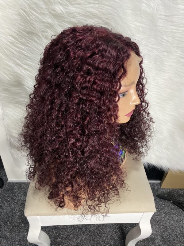 IMG_9042 Human Hair Water Curls 20 inches Wig (Black, Wine & Highlights colors)