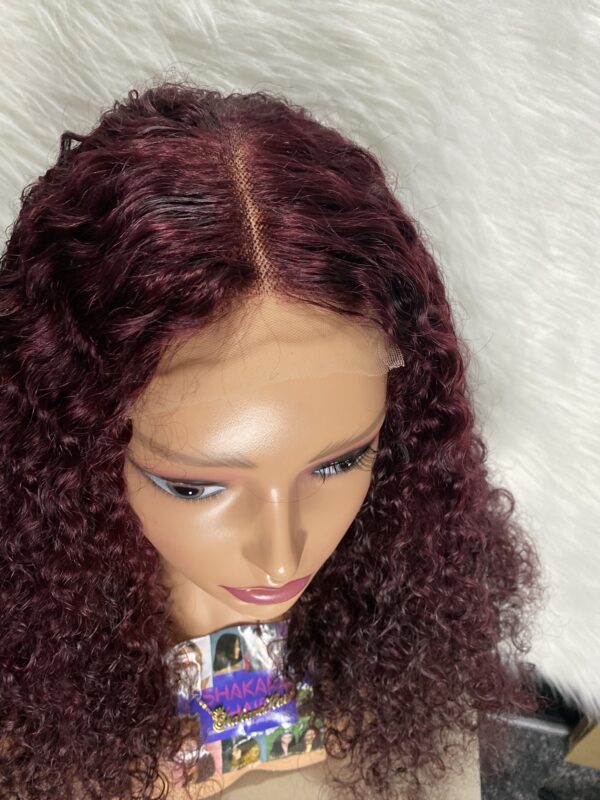 IMG_9044 Human Hair Water Curls 20 inches Wig (Black, Wine & Highlights colors)