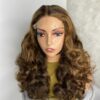 SDD Virgin Human Hair bouncy Wig (Brown & Blonde highlights