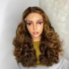 SDD Virgin Human Hair bouncy Wig (Brown & Blonde highlights