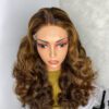 SDD Virgin Human Hair bouncy Wig (Brown & Blonde highlights