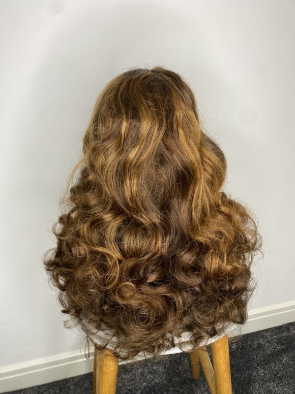 IMG_9097 SDD Virgin Human Hair bouncy Wig (Brown & Blonde highlights