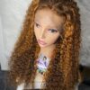 IMG_9295 Virgin Human Hair Water Curly Wig (Brown & Burnt Orange Highlights) 26inches
