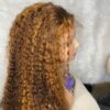 IMG_9318 Virgin Human Hair Water Curly Wig (Brown & Burnt Orange Highlights) 26inches