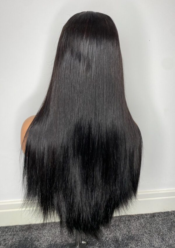 IMG_9491 SDD Bone Straight Raw Human Hair Wig (Black - 26inches)