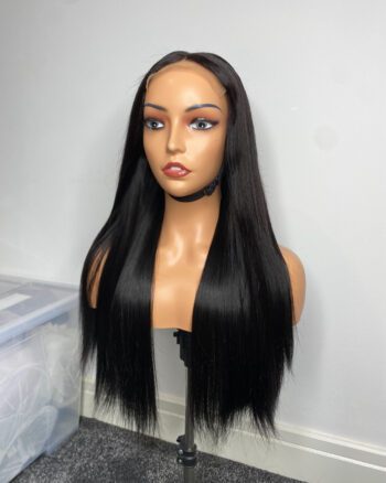 IMG_9493 SDD Bone Straight Raw Human Hair Wig (Black - 26inches)
